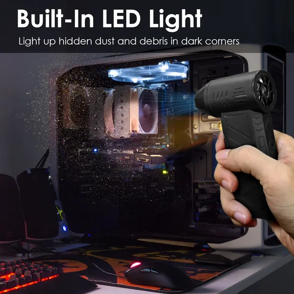 Wireless Cordless Air Duster with LED Light — 150000RPM Speed, Portable for Cleaning & Dust Removal