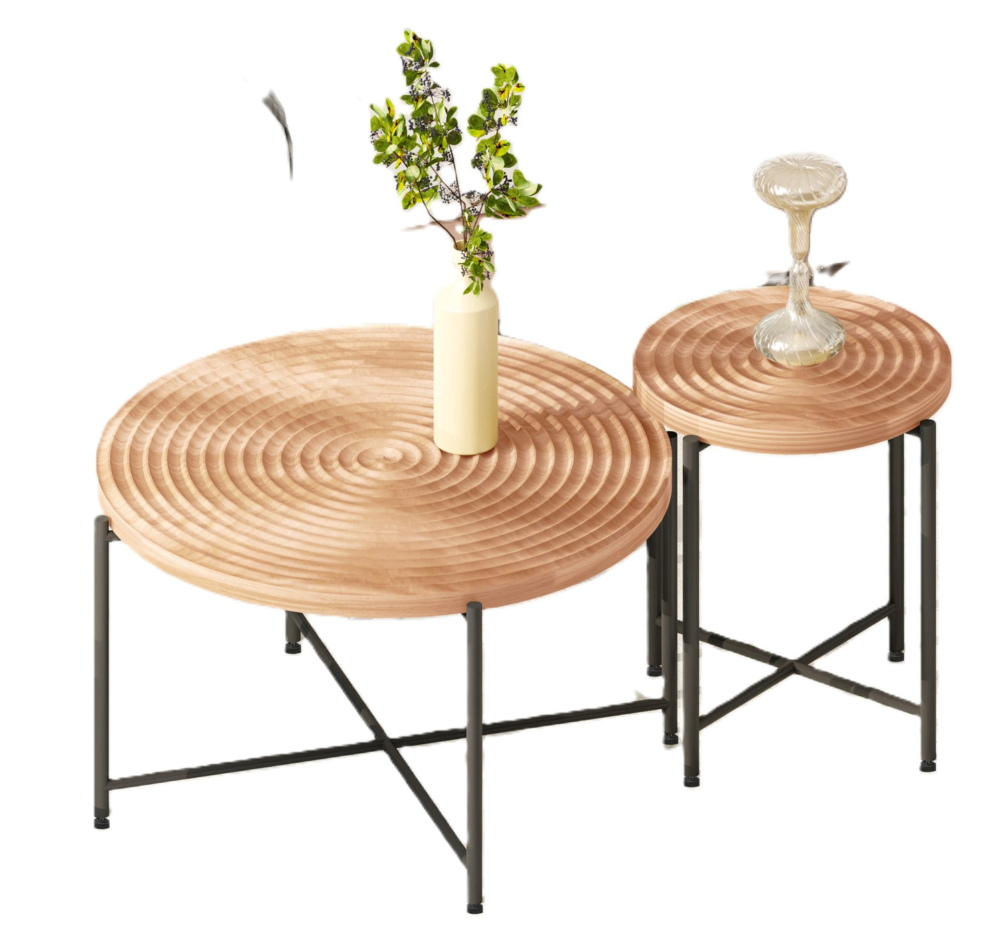 2-Piece Coffee And End Table Set -Waterproof MDF With PVC Cover,