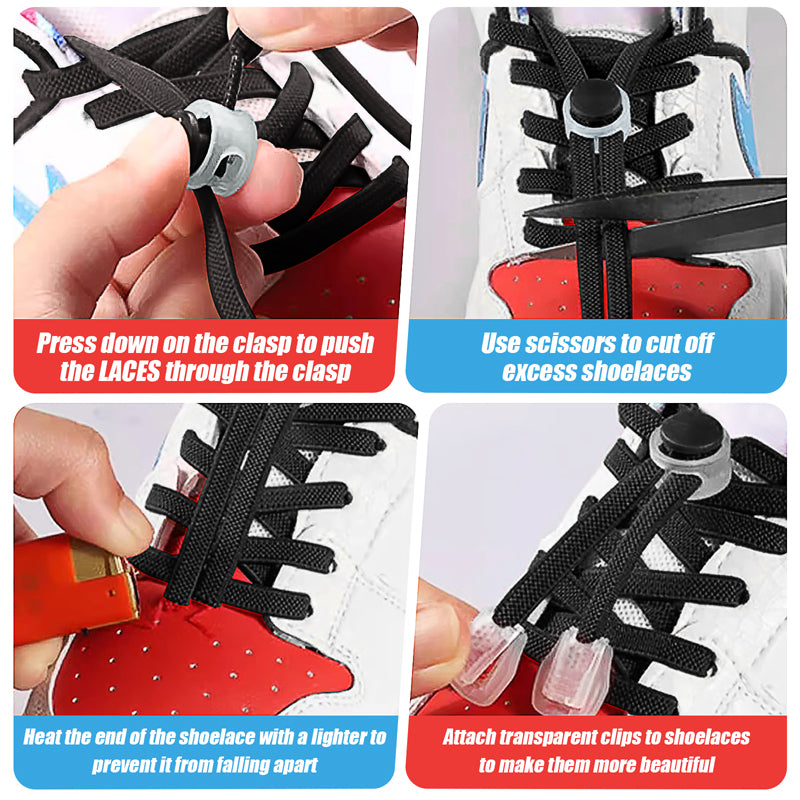 Plastic Shoe Buckles for Kids - No Tie Sports Shoelaces Set