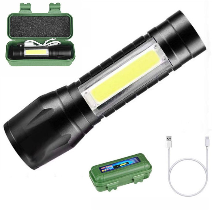 Rechargeable LED Flashlight Set with Zoomable Focus 3 Modes Waterproof Camping Light