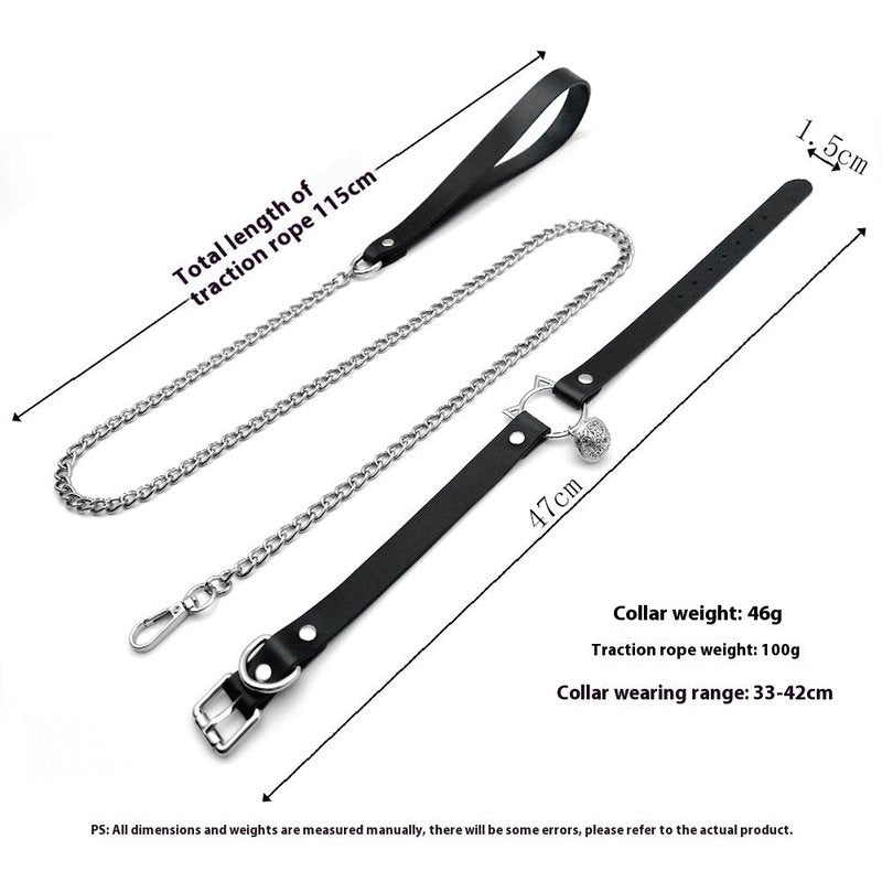 Cat Collar & Eye Mask Set with Traction Chain - 4 Piece