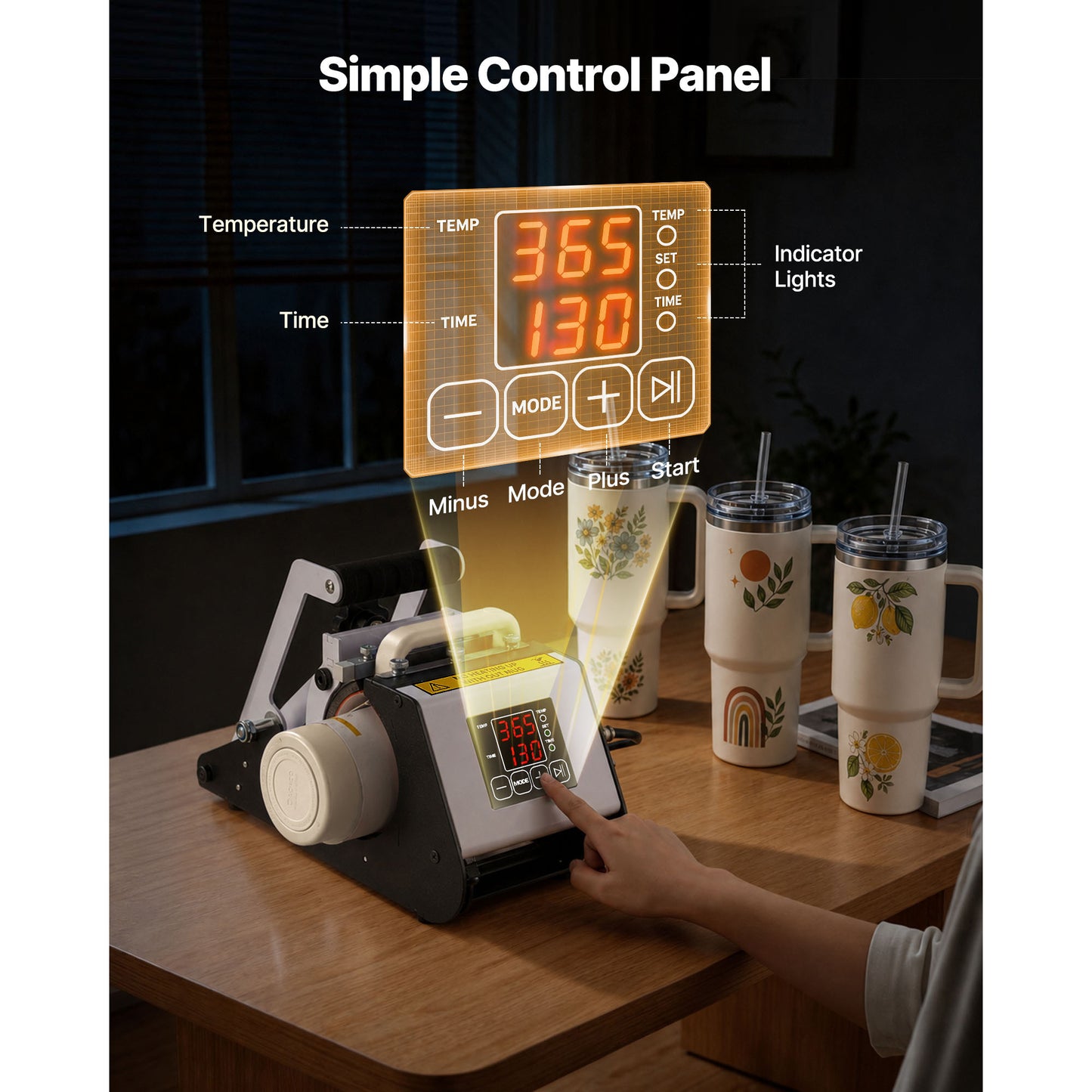 40 Oz Tumbler Heat Press Machine for Sublimation - Fast & Even Heating, Includes Tape & Gloves