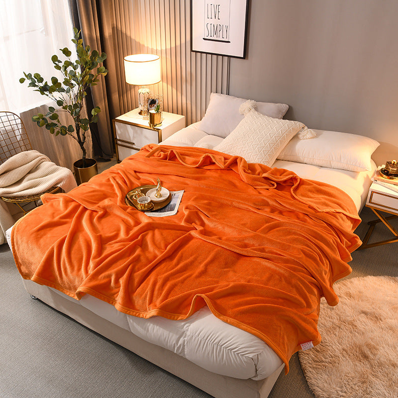 Thick Flannel Blanket for Bedroom and Dormitory Solid Color Winter Bedding