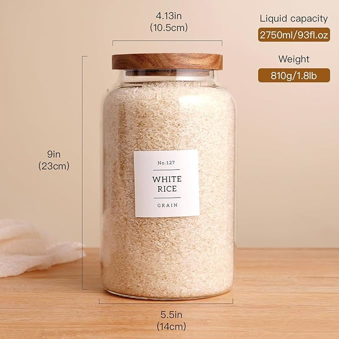 Glass Sealed Storage Bottles for Cereals Snacks & Candy, 1250-2800ml Set