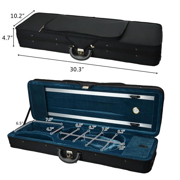 Black Square Violin Case with Thermometer and Buckle