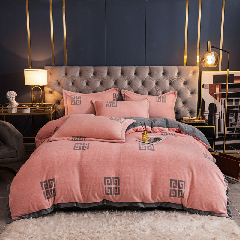 Nordic Thick Velvet Bed Sheet Set - Double-Sided Warm & Cozy Bedding