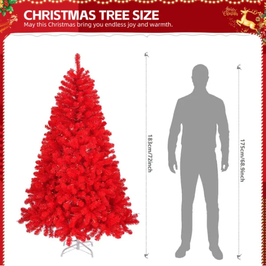 6 FT Unlit Artificial Christmas Tree - Red Pine with Metal Stand