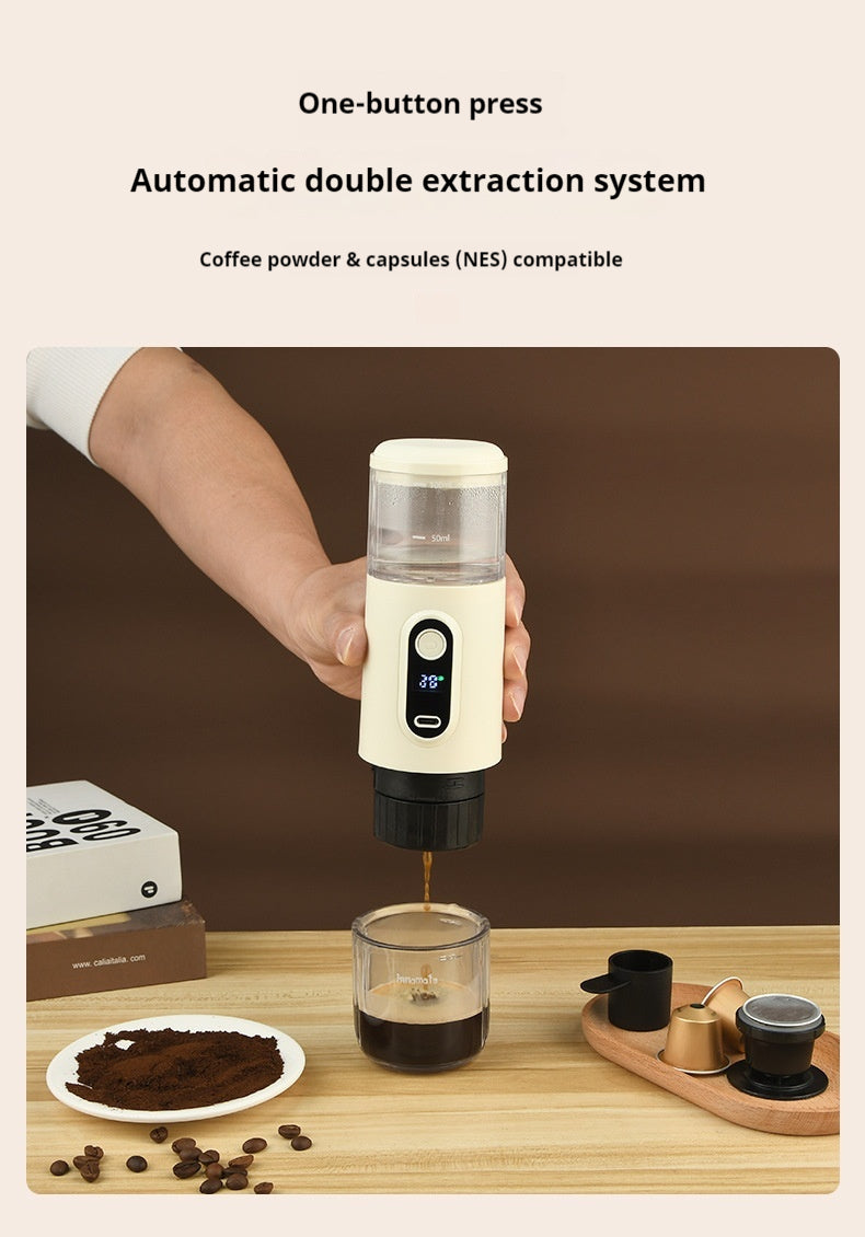 Portable Wireless Coffee Machine - Compact Capsule Espresso Maker for Home & Outdoor Use