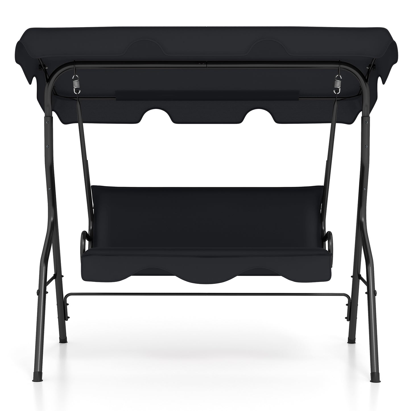 3-Seat Outdoor Patio Canopy Swing with Cushions - Black