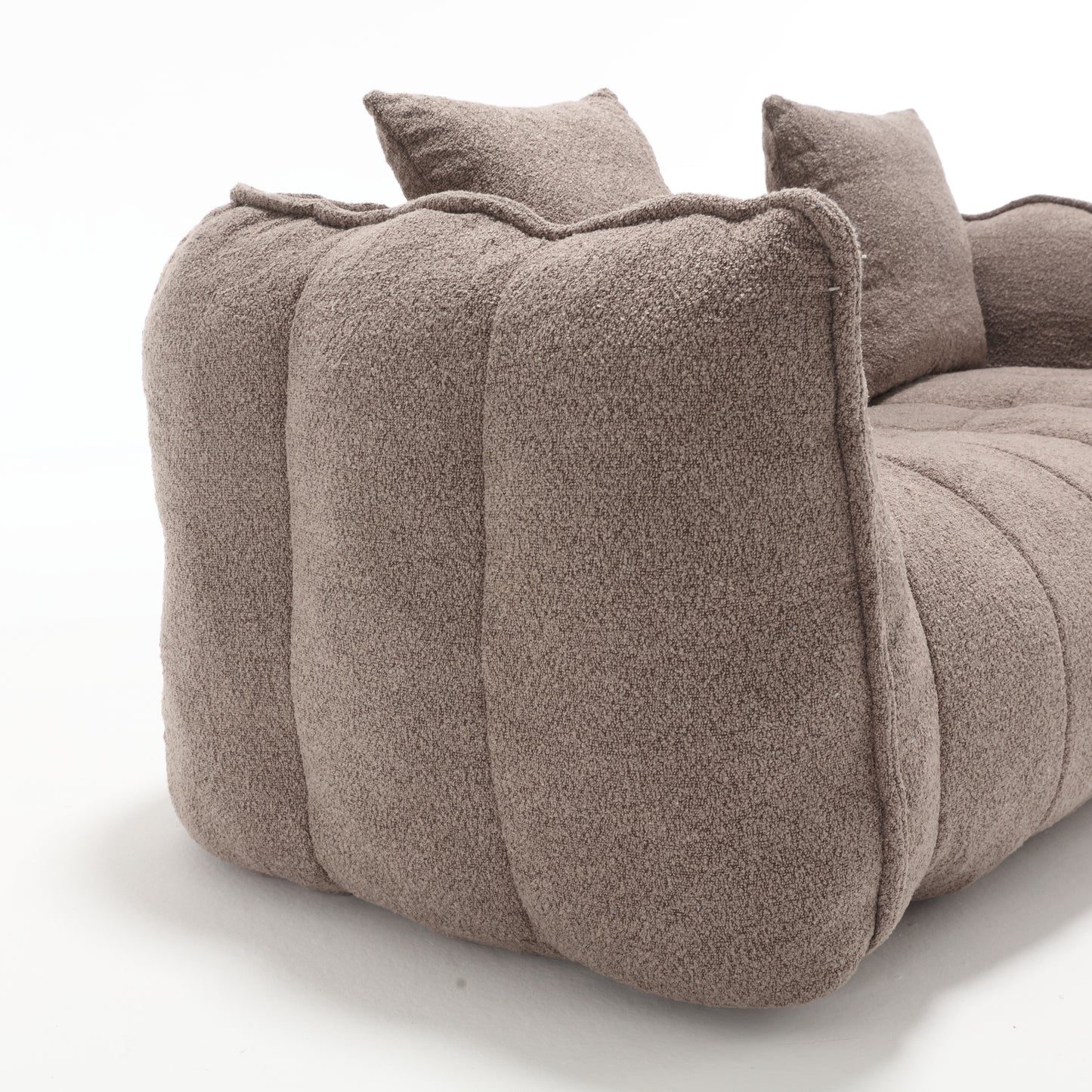 Comfortable Brown Beanbag Chair for Two - Chenille Foam Sofa