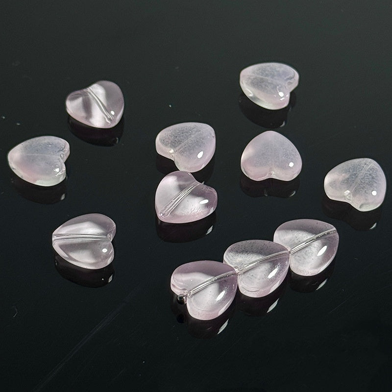Love Peach Heart Glass Beads 12mm Handmade Jewelry Accessories