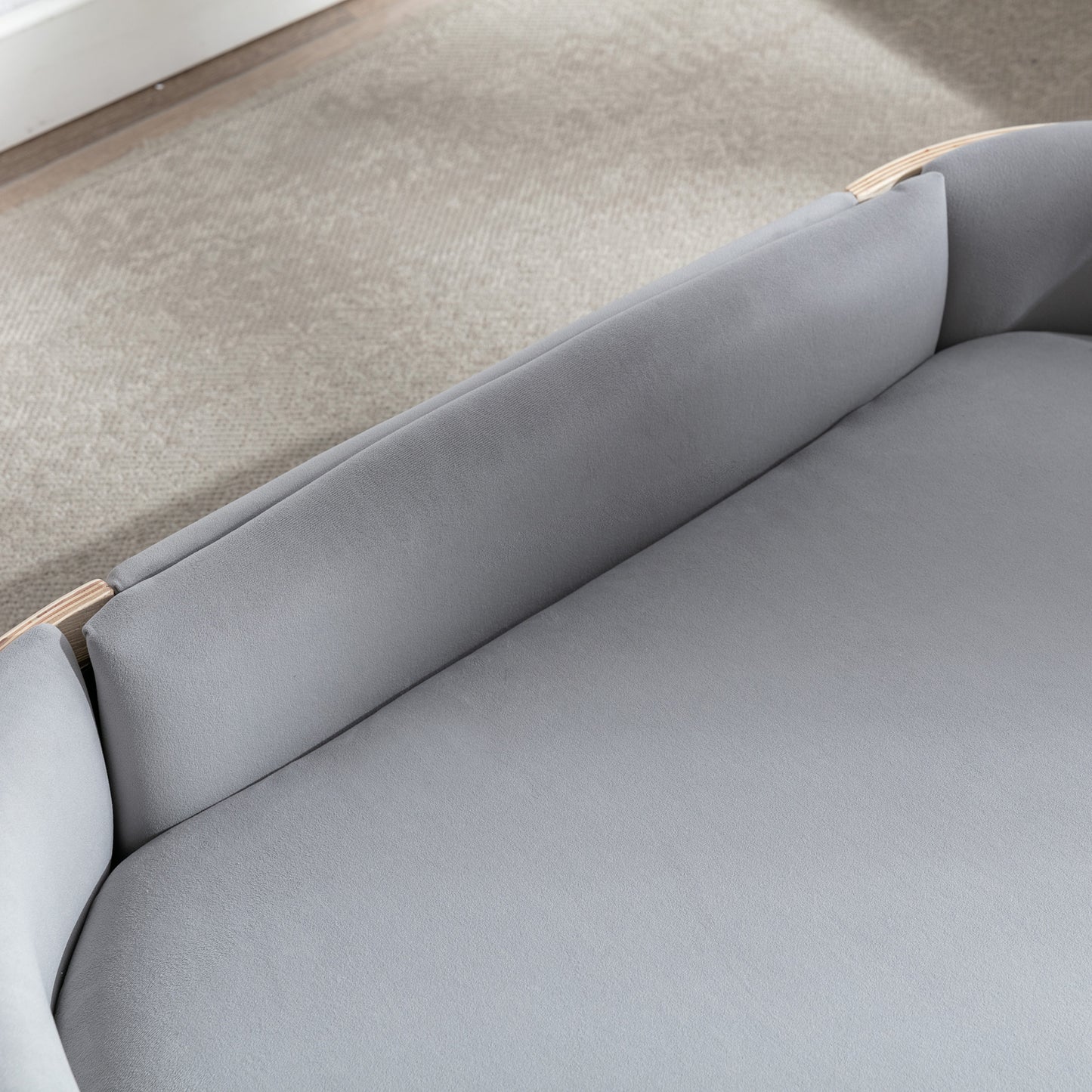 Large Scandinavian Style Elevated Dog Bed with Velvet Cushion and Solid Wood Legs