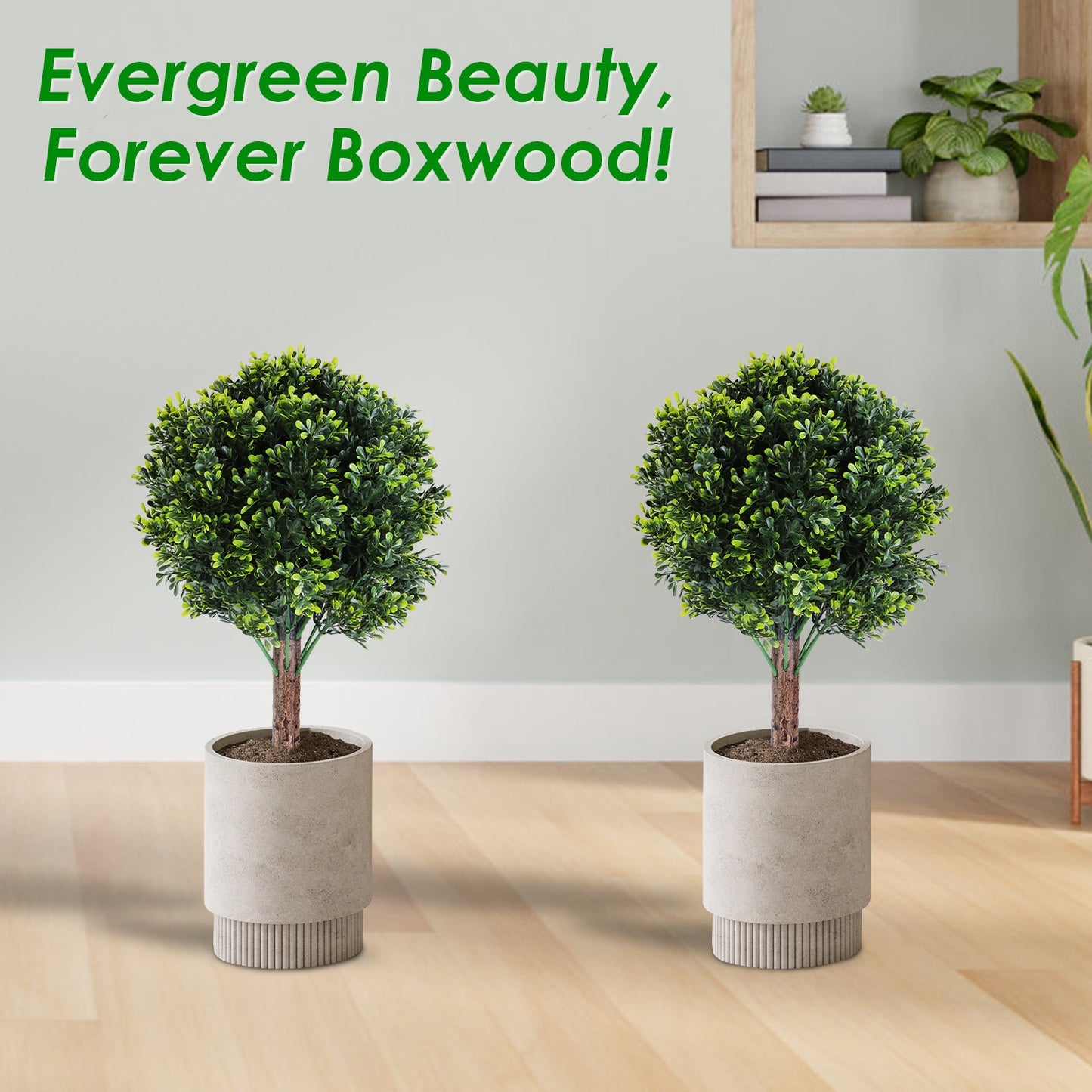 2 Pack Artificial Peanut Topiary Trees - UV Resistant Fake Plants