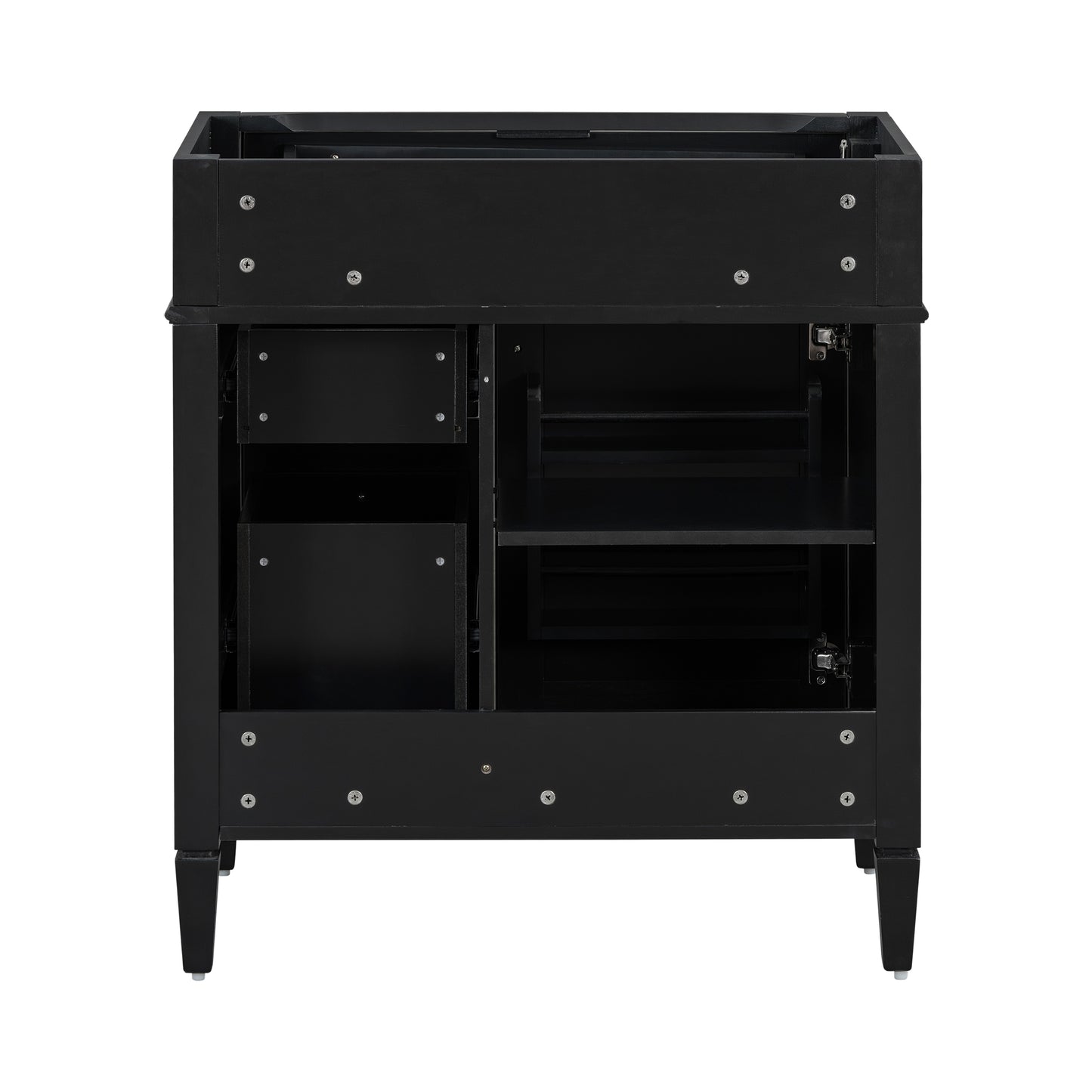 30'' Black Bathroom Vanity Cabinet with 2 Drawers and Tip-Out Drawer