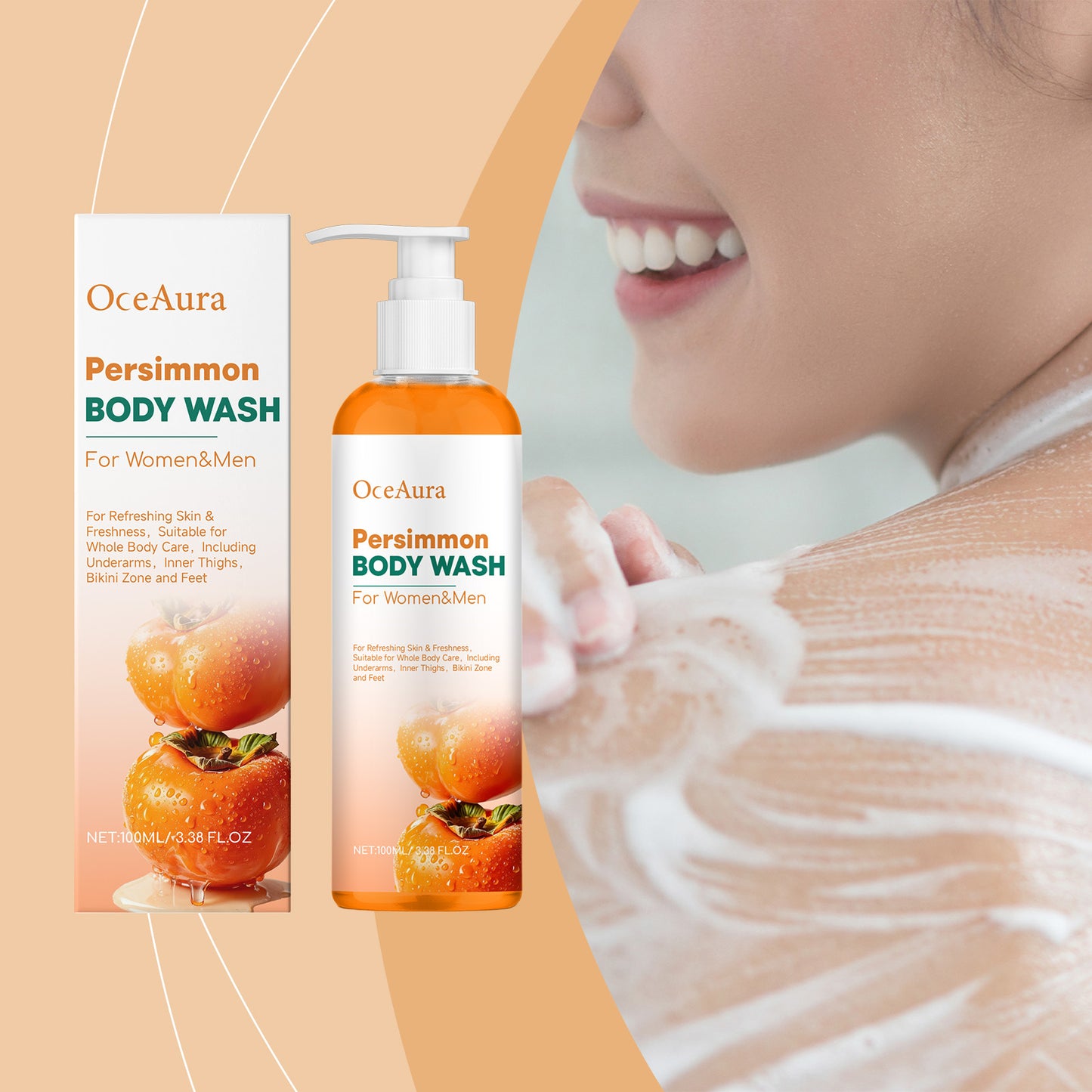 Persimmon Deodorizing Shower Gel 100ml - Deep Cleansing & Freshness