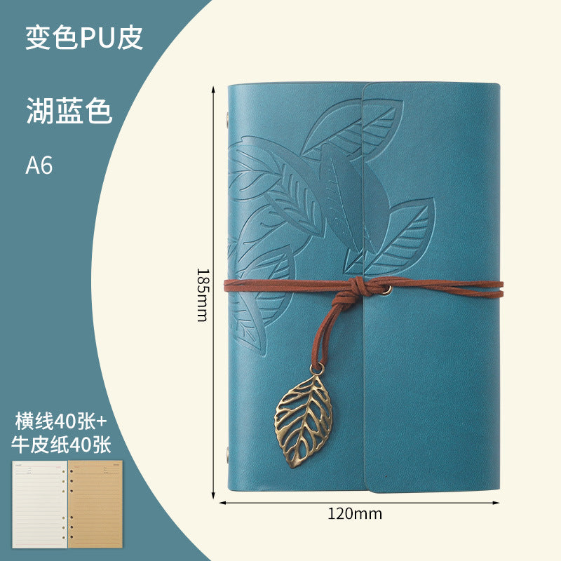 Vintage Travel Notebook - Loose Leaf Diary with Imitation Leather Cover
