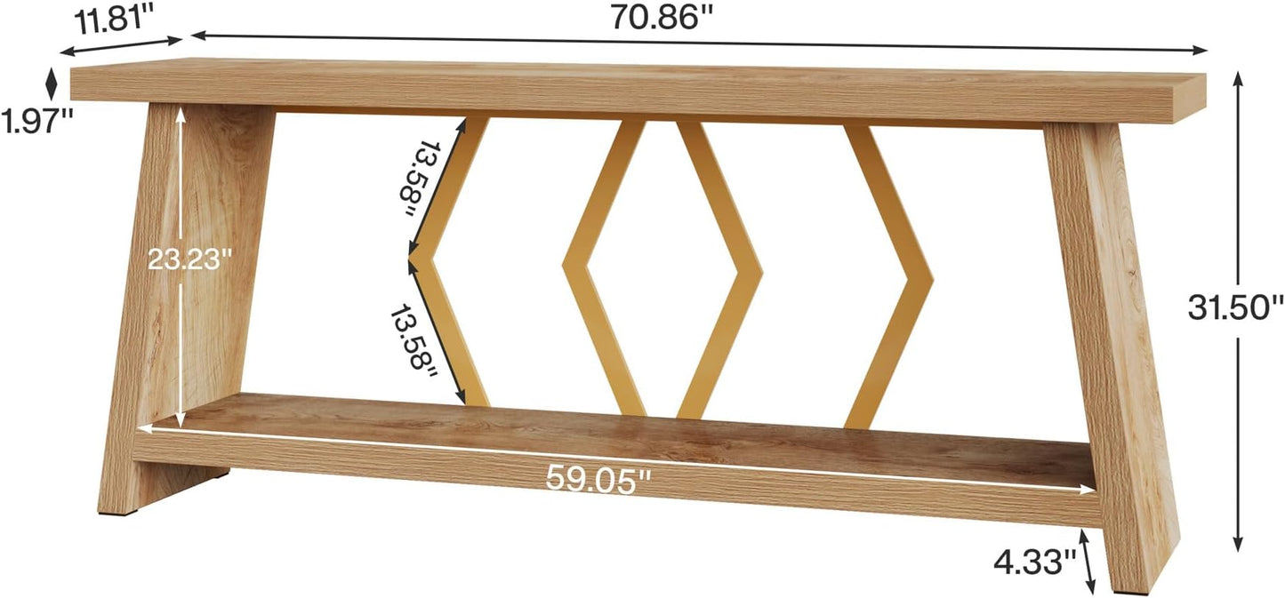 Sofa Console Table - 70.86 Inch Storage Entryway Table