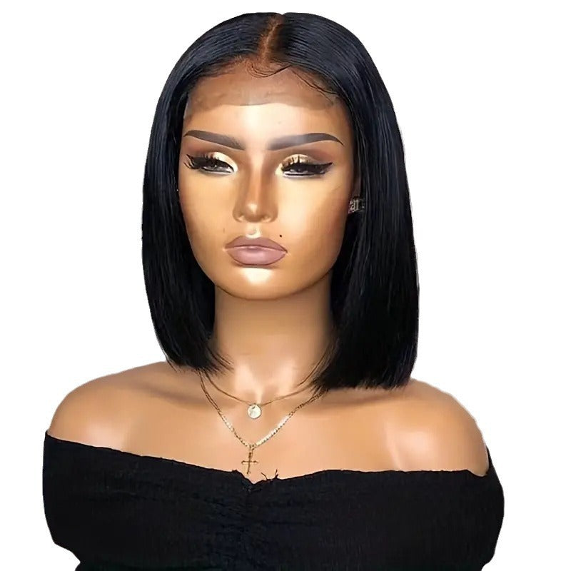High-Temperature Fiber Wig with Lace Trim - Middle Parting Full Head Hair Extension
