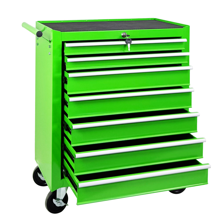 7-Drawer Rolling Tool Chest with Wheels - Green