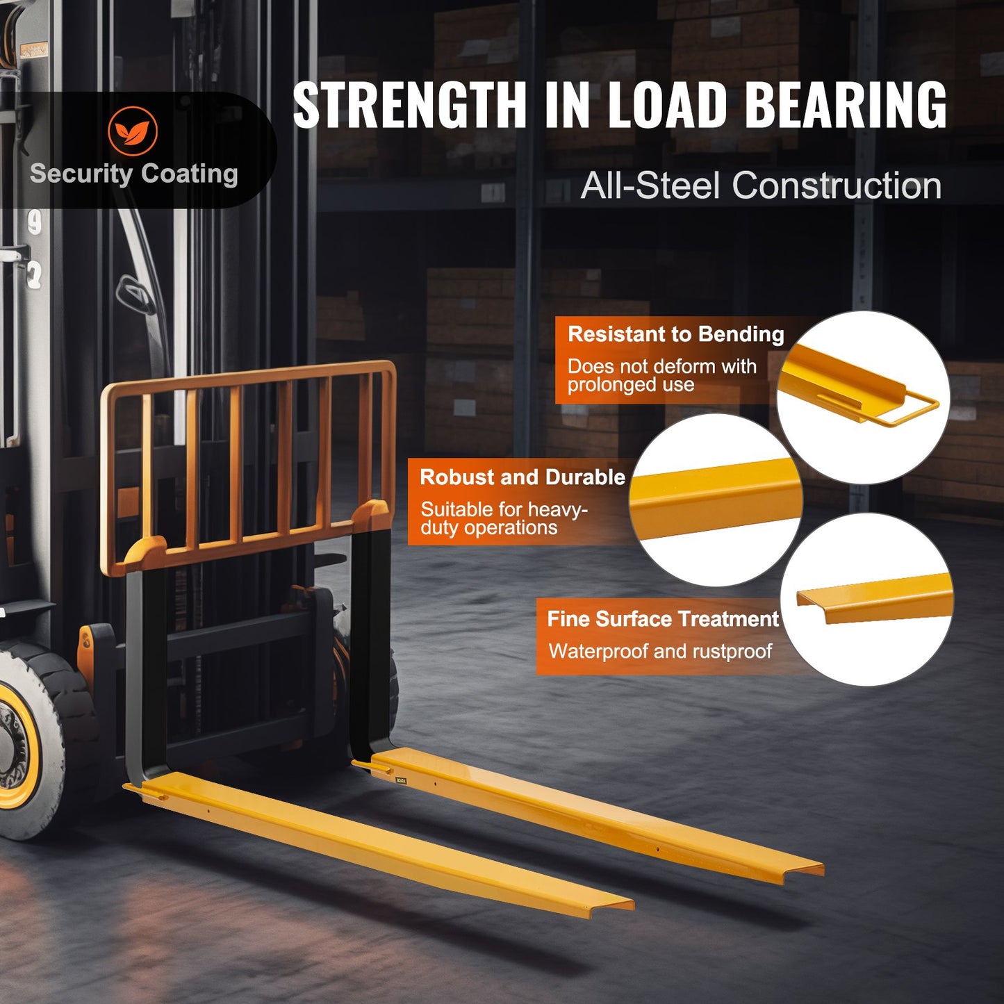 Heavy Duty Forklift Pallet Fork Extensions - 60 Inch Carbon Steel Attachments
