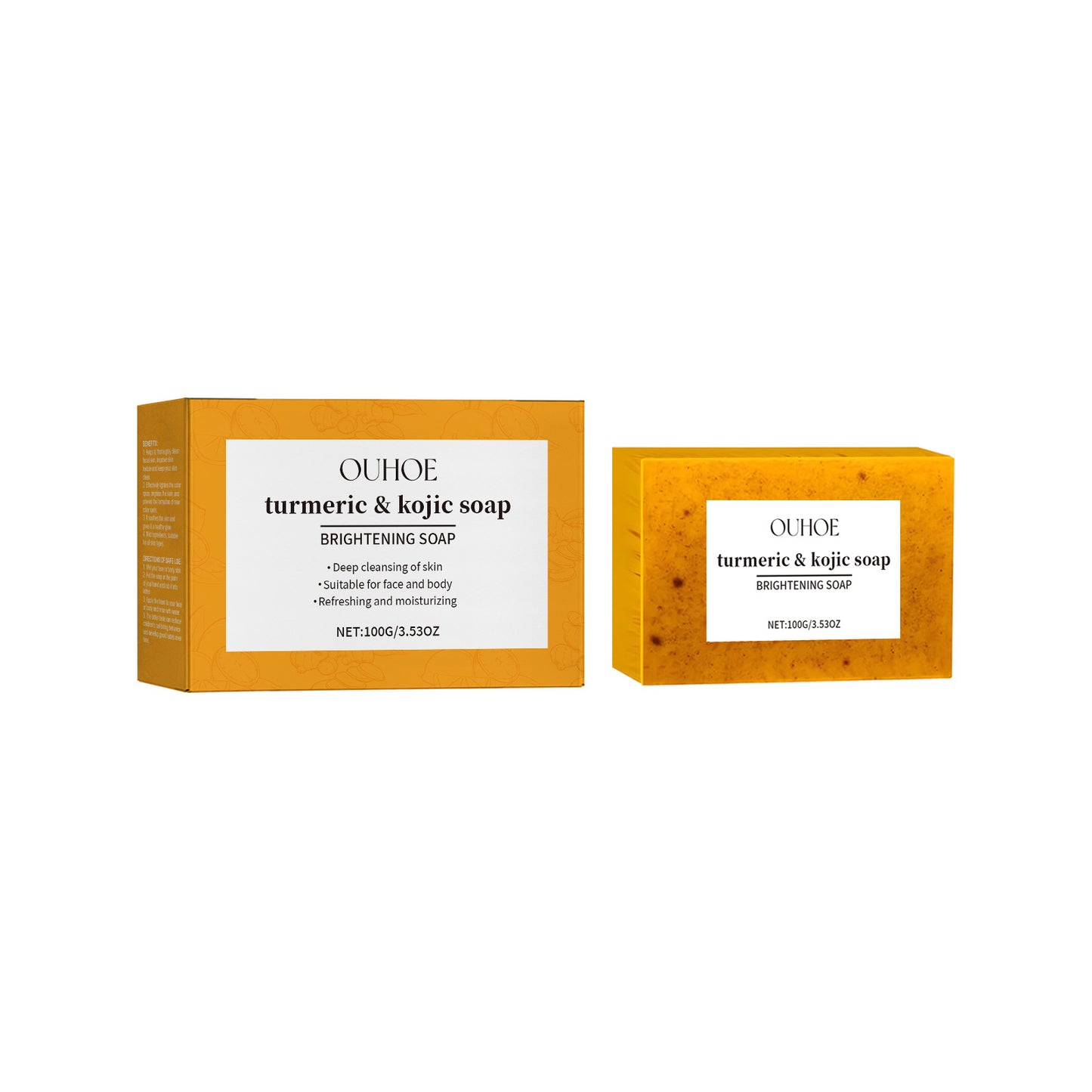 Turmeric & Kojic Acid Cleansing Bar Soap for Face and Body Care