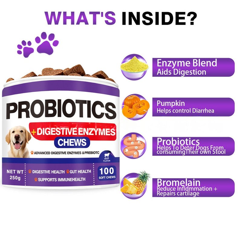 Dog Probiotic Chewable Tablets - Digestive Support - 250g