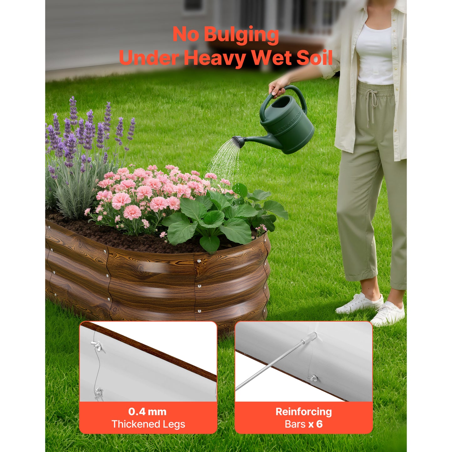 Galvanized Raised Garden Bed Kit - 4x2x1 Ft Outdoor Planting Box with Gloves