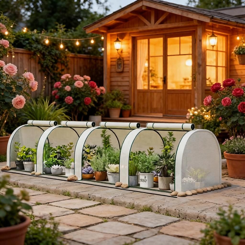 Portable Greenhouse with Zippered Doors - White Plant Shelter