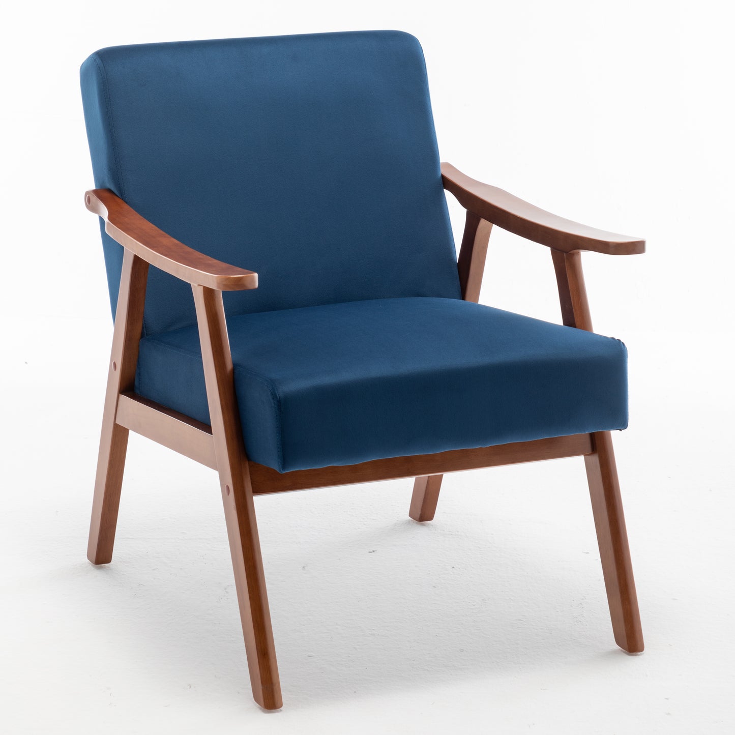 Mid-Century Modern Accent Chair - Blue Velvet Lounge Chair