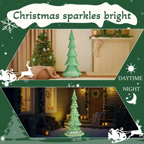 6FT Lighted Christmas Tree with 200 LED Warm White Lights