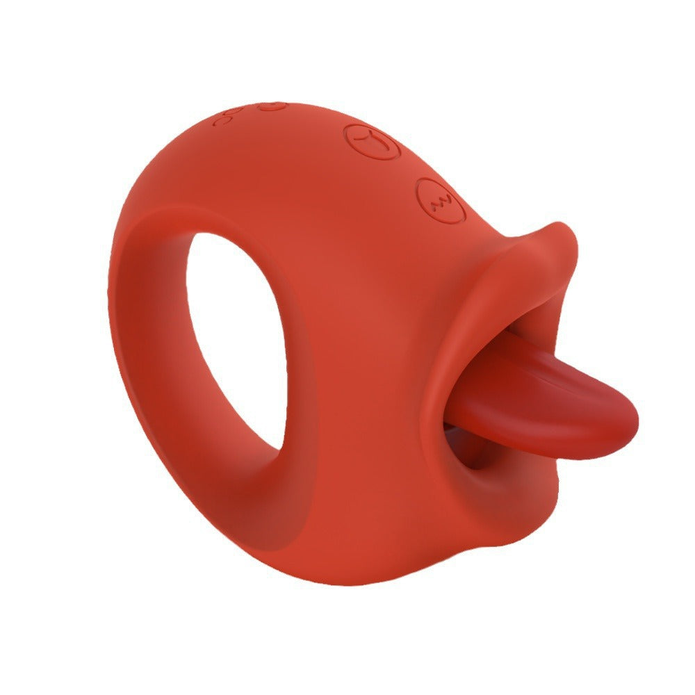 Vibrating Masturbation Device with Red & Pink Silicone - Adult Wellness