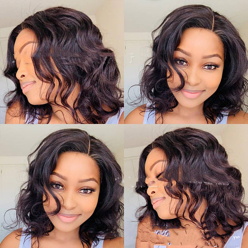 Half-Length Black Curly Lace Front Wig - 16 Inches