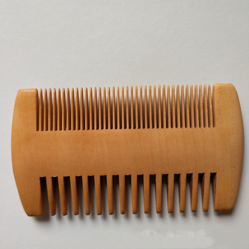 Double-Sided Wooden Comb - Peach & Beech Hair & Beard Comb