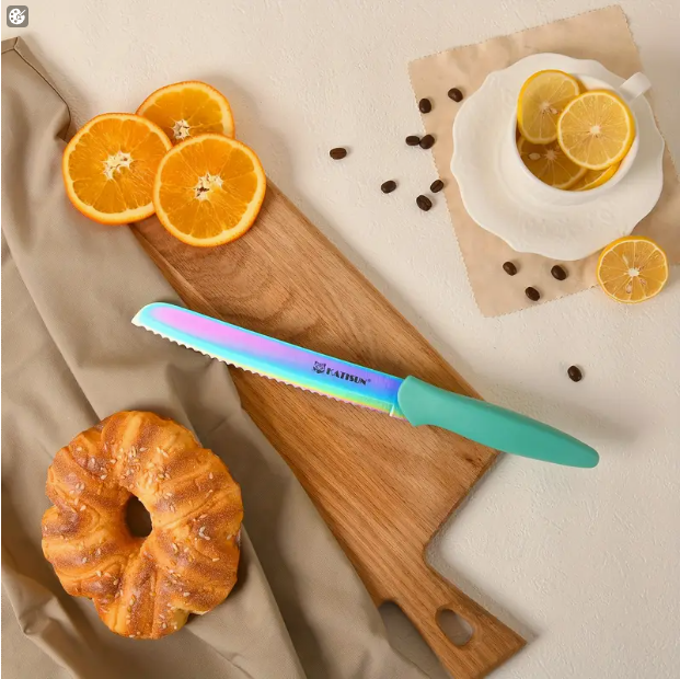 14-Piece Rainbow High Carbon Stainless Steel Knife Set with Scissors