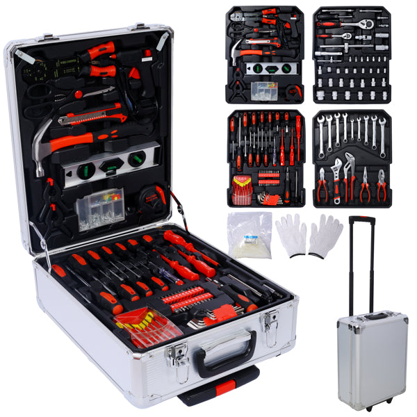 899-Piece Home Repair Tool Set with Rolling Toolbox and Organizer