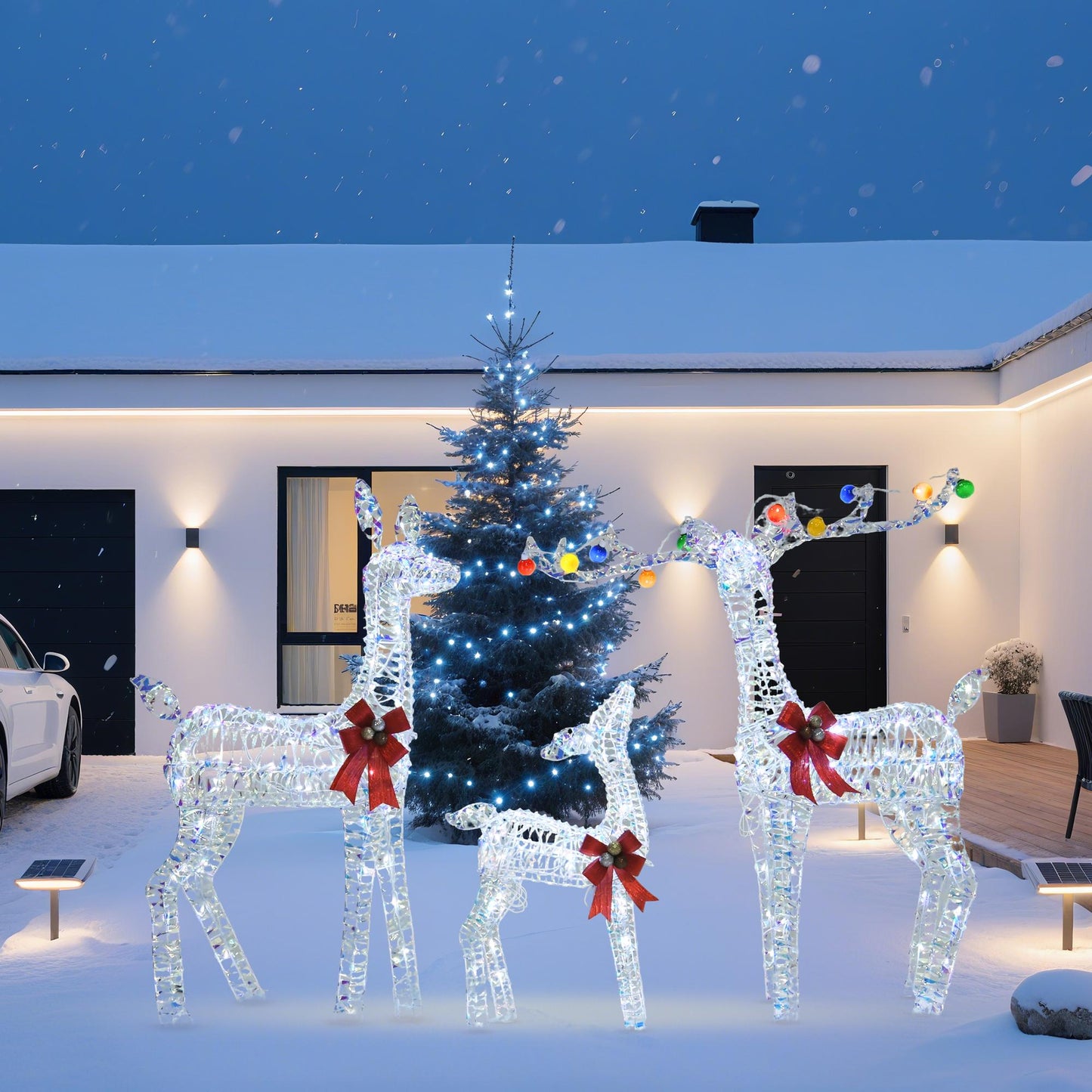 PVC Woven Reindeer Christmas Decoration Set - Indoor/Outdoor