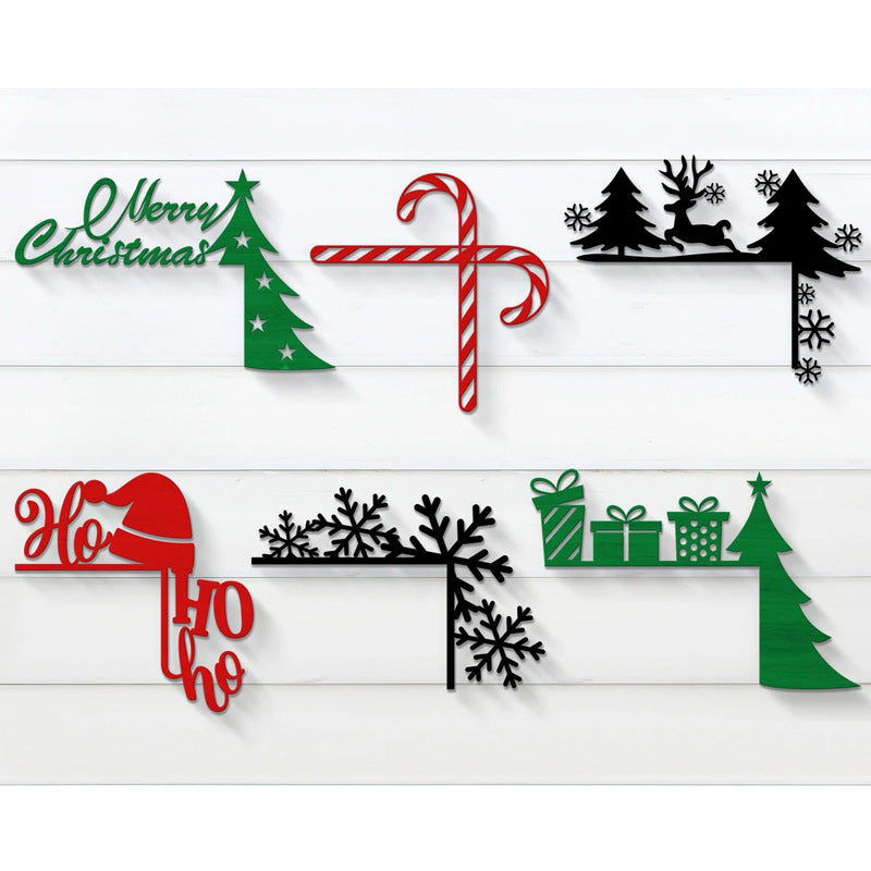 Christmas Door Frame Decoration Set - Holiday Seasonal Wall Decor with Wooden Figures