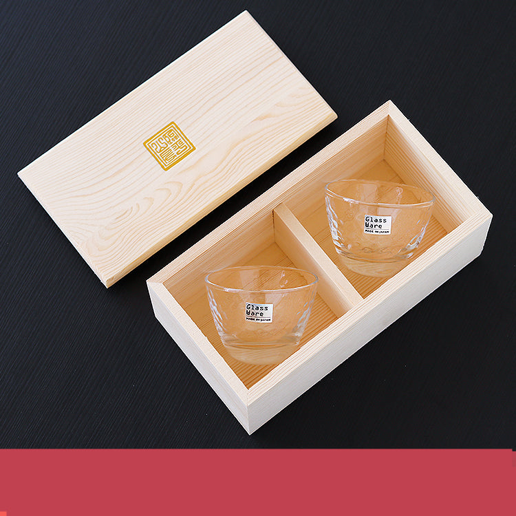 Hammer Pattern Small Wine Cup Set - Japanese Tea Drinkware with Wooden Box