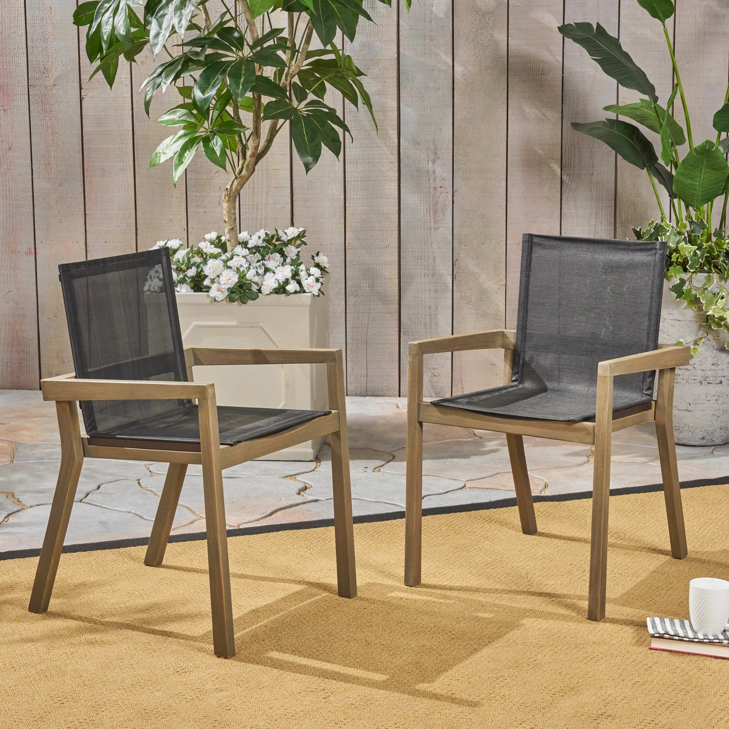Set of 2 Grey Belfast Dining Chairs - Stylish Outdoor Furniture