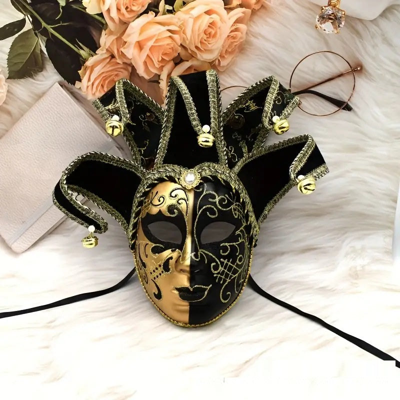 Halloween Painted Yin and Yang Mask - Venetian Party Mask for Festive Events