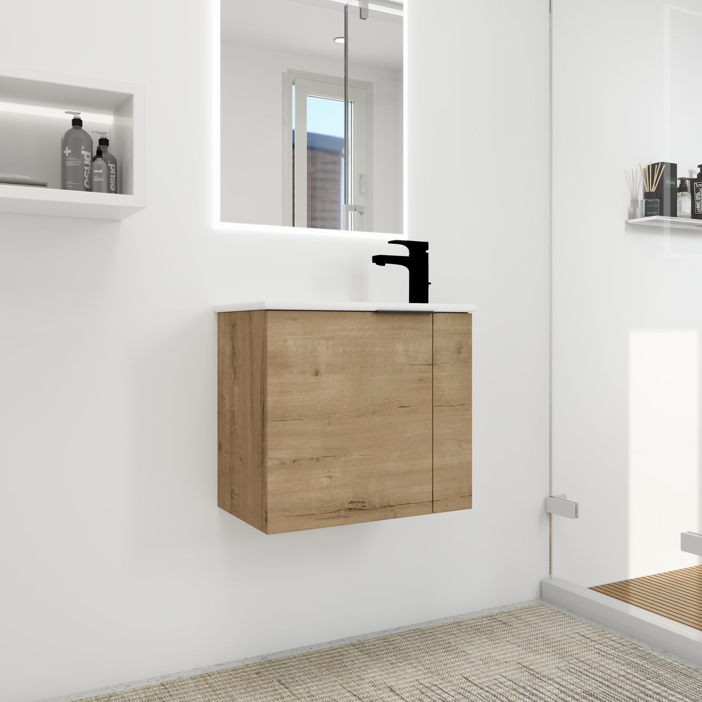 Bathroom Vanity With Sink 22 Inch For Small Bathroom,Floating Soft