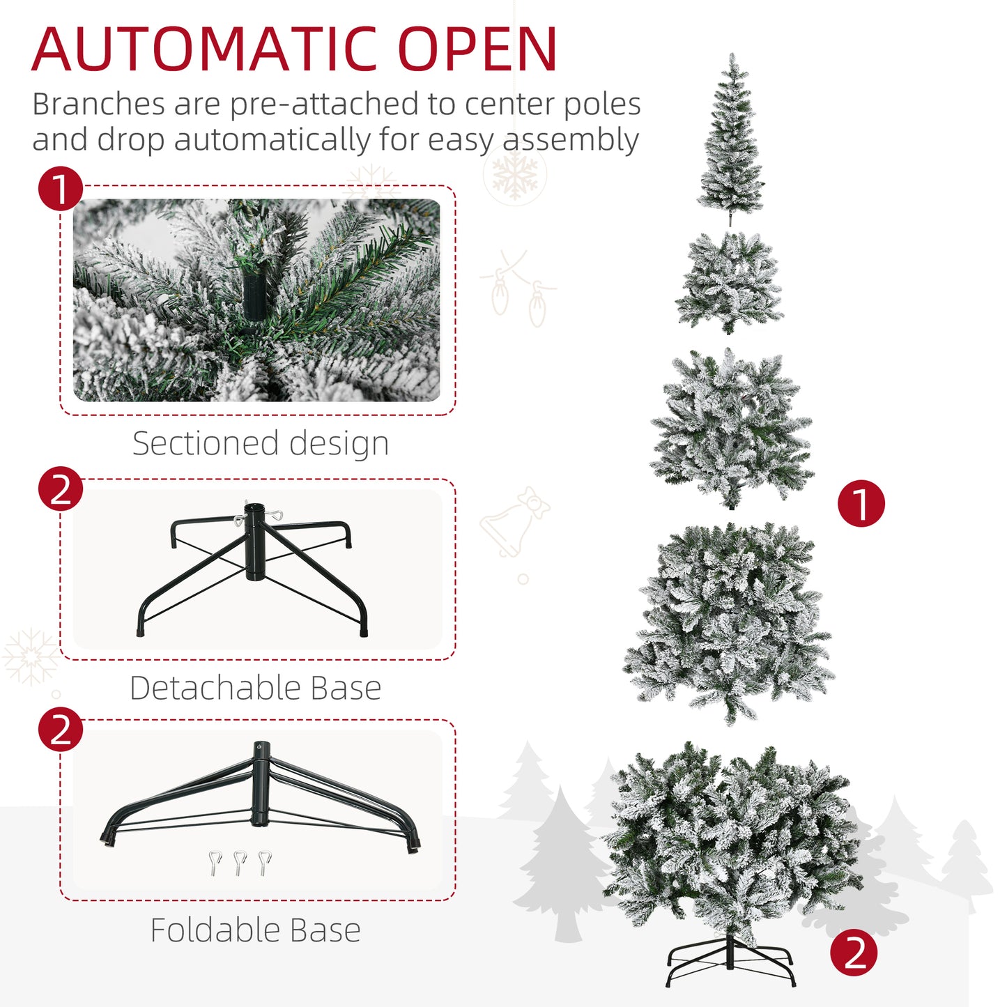 9ft Snow-Flocked Slim Pine Artificial Christmas Tree - Green