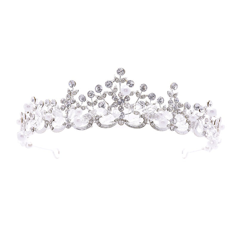 Elegant Handmade Crown Bridal Hair Accessory for Weddings - Silver