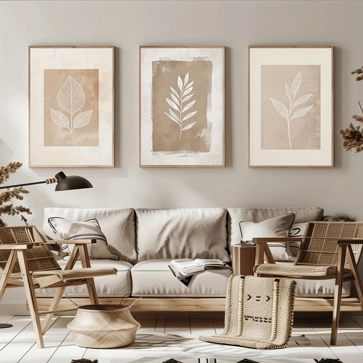 Set of 3 Modern Minimalist Oil Canvas Wall Art - Unframed Decorative Paintings