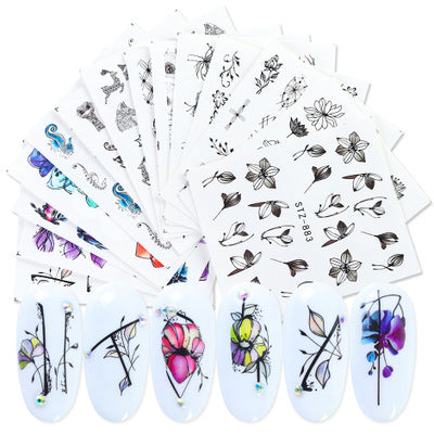 Colorful Butterfly Fruit Lace Nail Watermark Stickers - Assorted Designs
