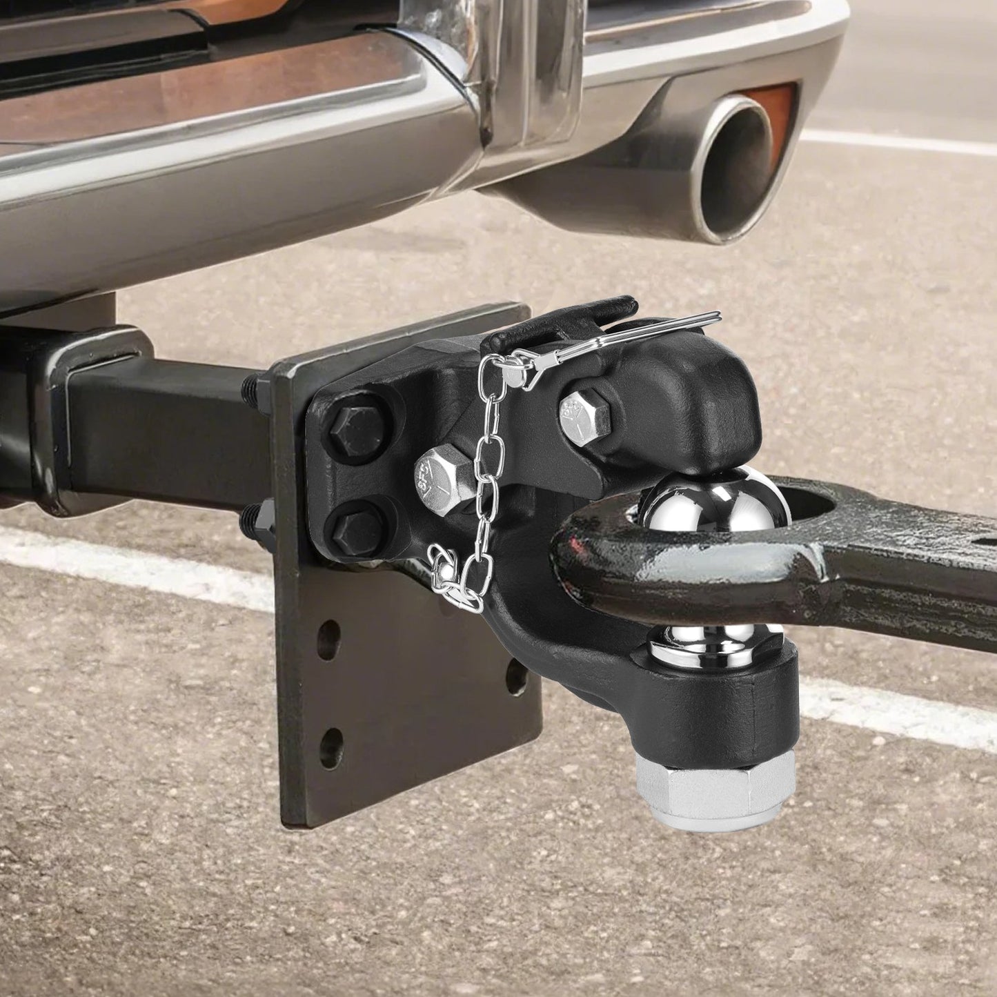 Heavy-Duty Pintle Hitch 2-Inch Ball for 2.5-3 Inch Lunette Ring 20,000 lbs