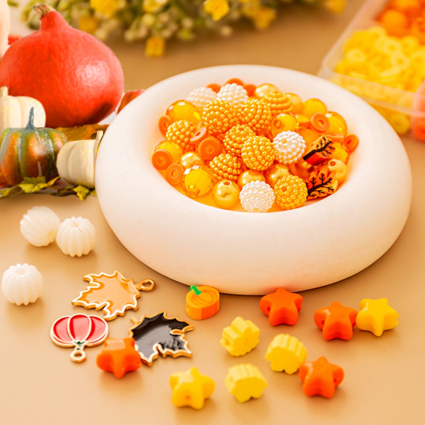 1510 Pcs Fall Theme Bracelet Beads Kit - Plastic & Colorful