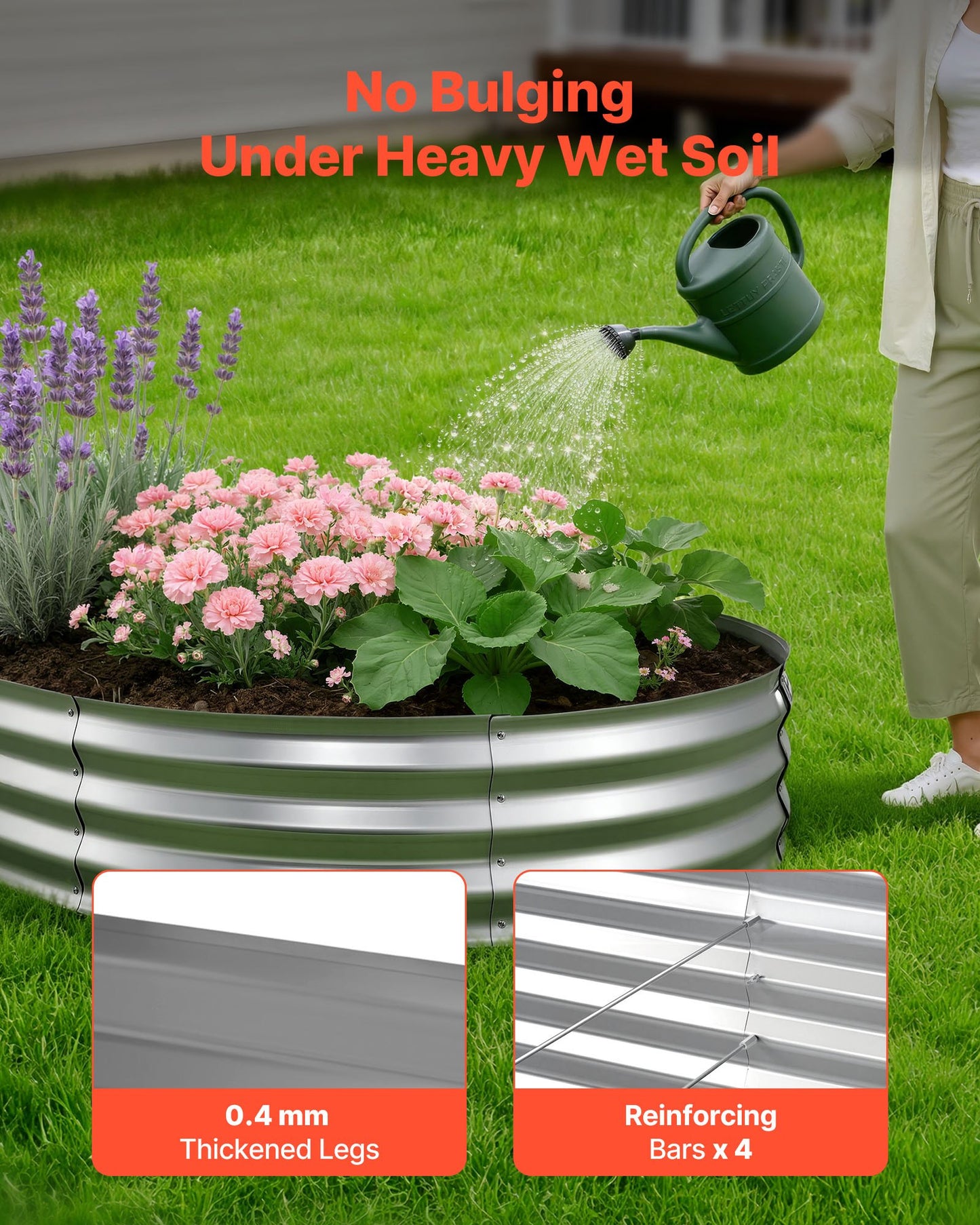 Galvanized Raised Garden Bed - 8x4x1 ft Outdoor Metal Planter Box Kit with Gloves