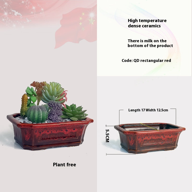 Square Ceramic Flowerpot for Home Gardening - High Temperature Resistant