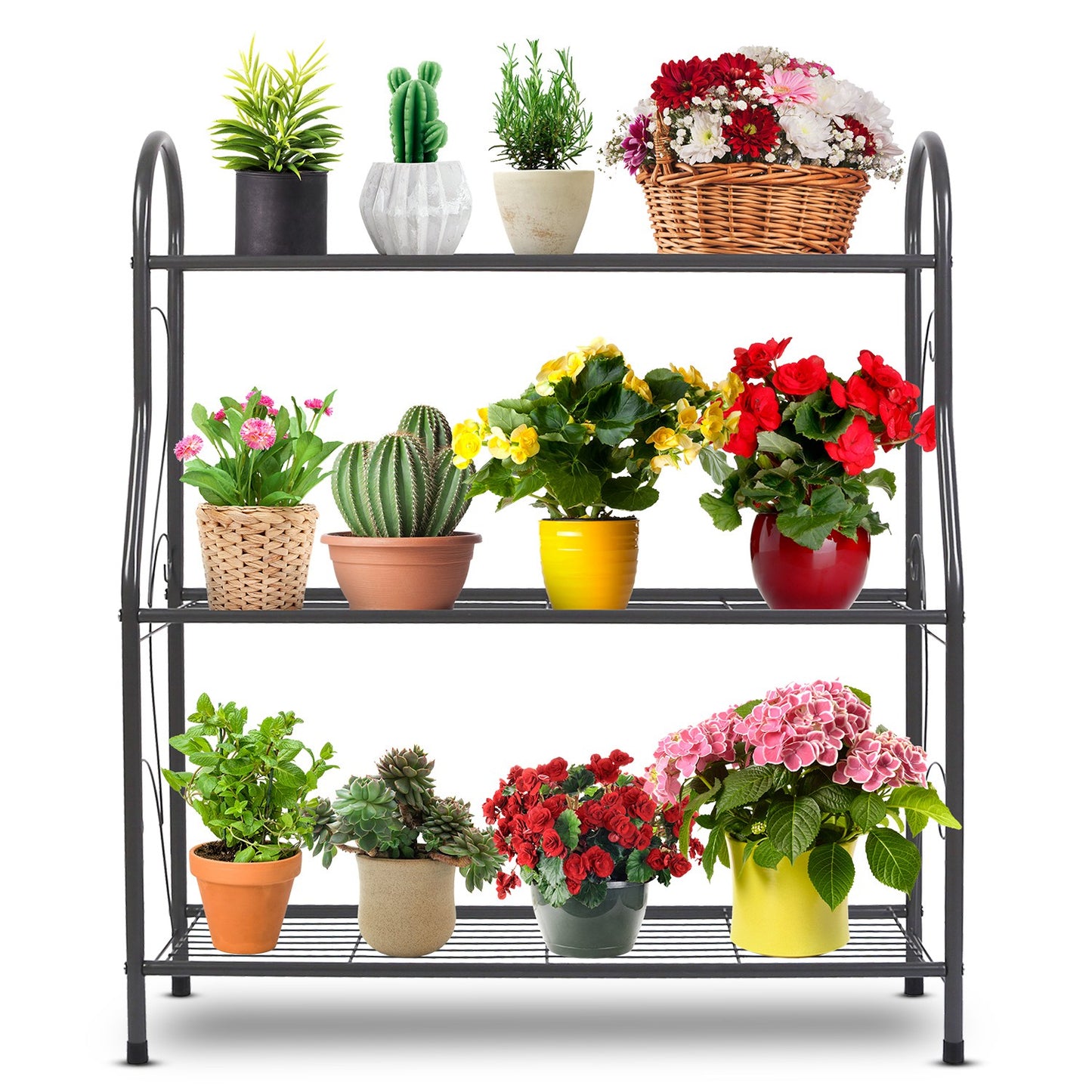 3-Tier Plant Stand Shelf with Detachable Shelves Garden Display Rack